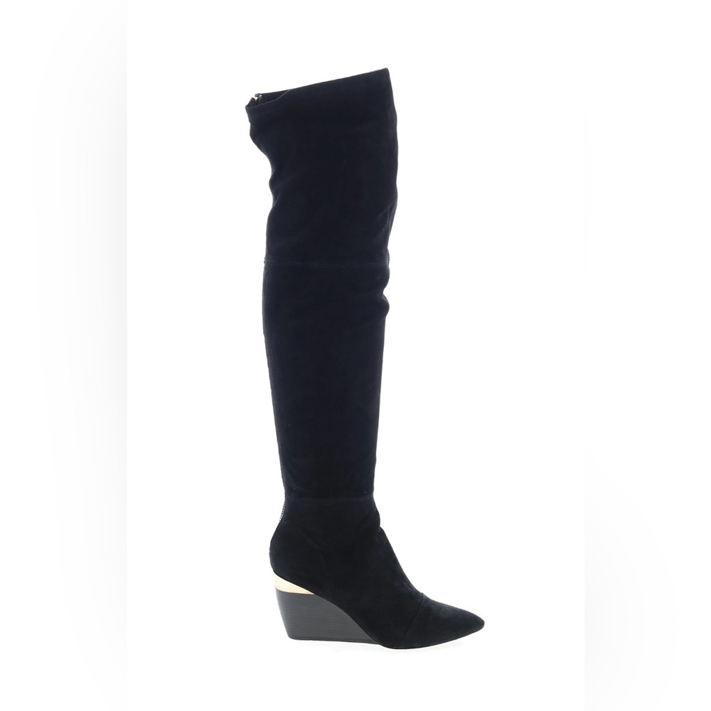 Rachel Zoe Nevana Black Wedge Thigh-High Boots